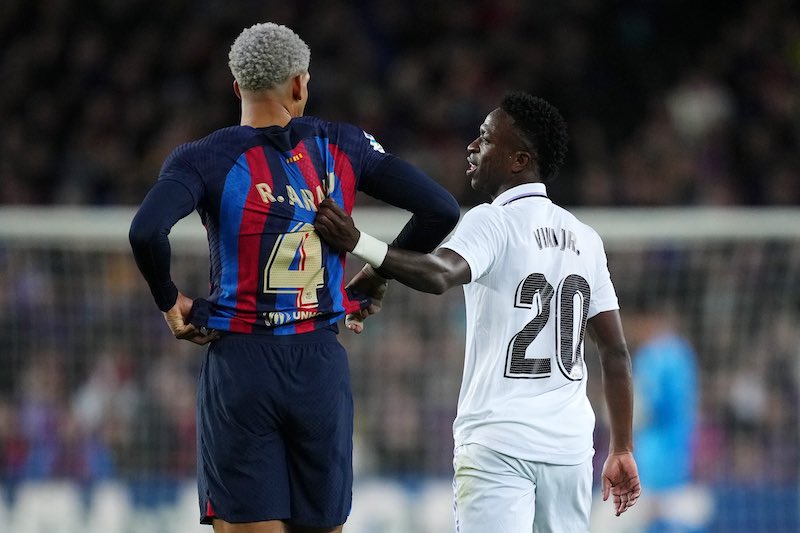 Vinicius Jr and Araujo during the El Clasico