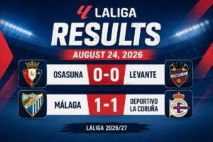August 24, 2026 Laliga Result | Osasuna vs Levante | Malaga vs Deportivo La Coruna