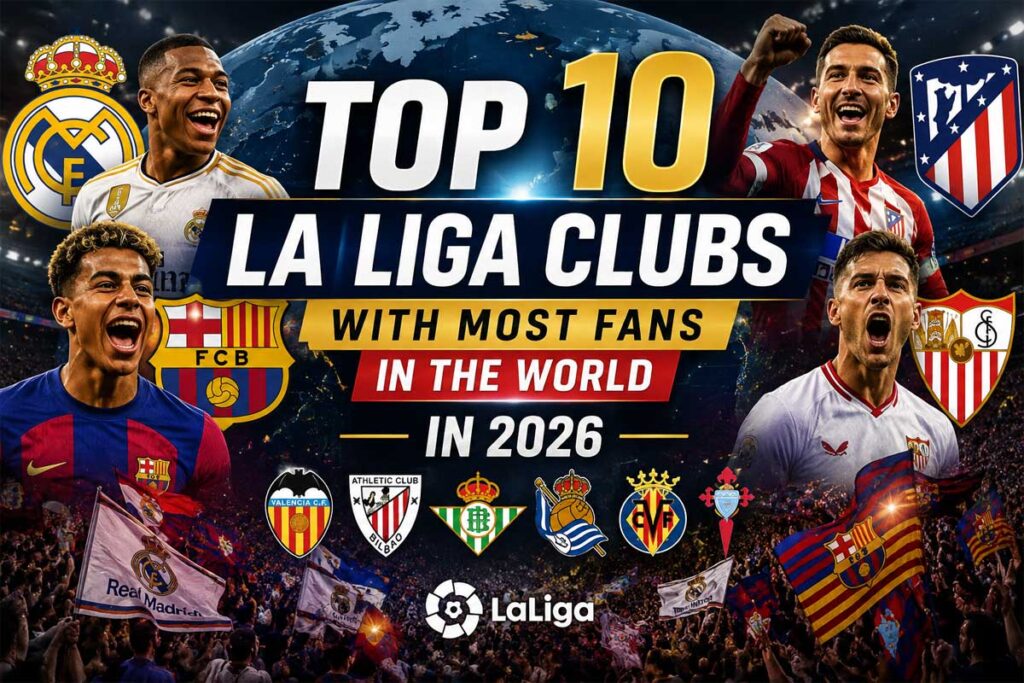 Top 10 La Liga Clubbs with most fans in the world 2026