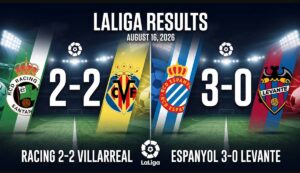 August 16 2026, Laliga Result | Racing vs Villarreal | Espanyol vs Levante