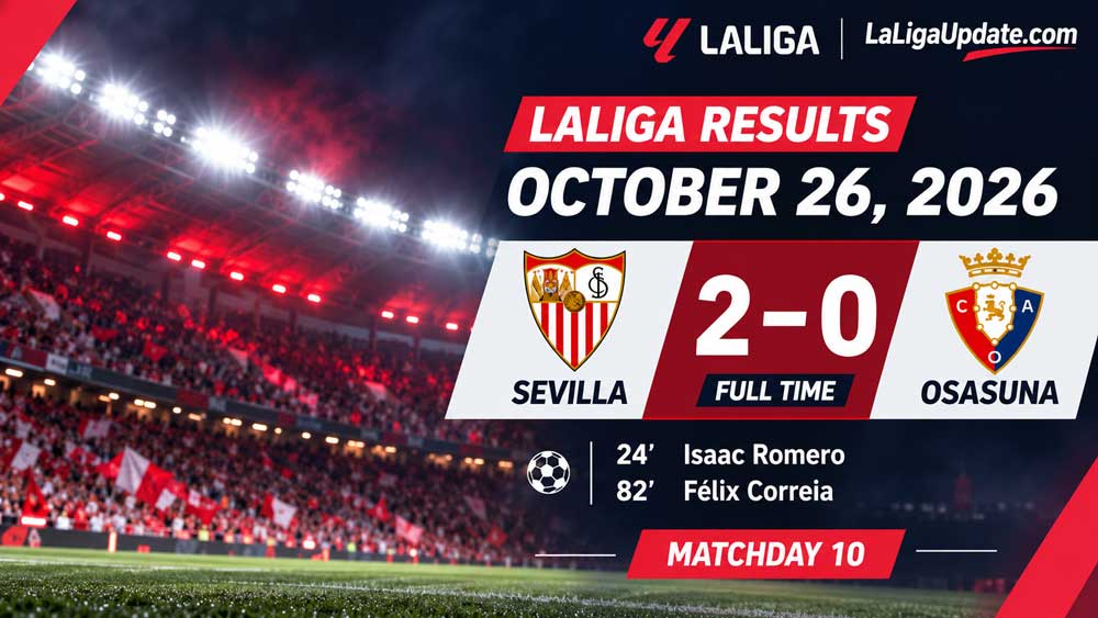 Featured image of Article Laliga Result Sevilla 2-0 Osasuna