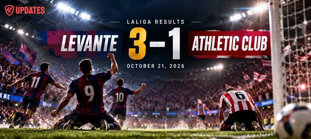 Featured image of article Laliga Result October 21 - Levante Triumphs Over Athletic Club